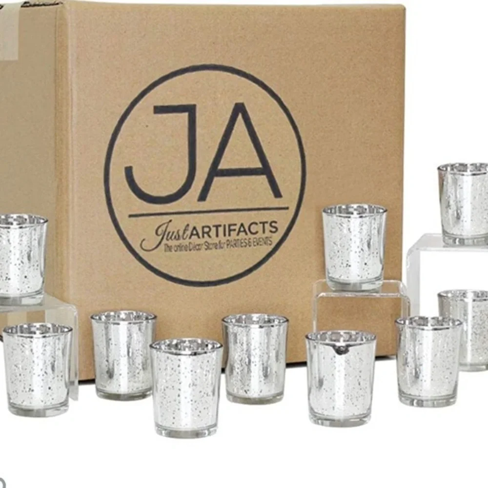 12 Mercury Glass Candle Votives 2.75 inch - Picture 1 of 7